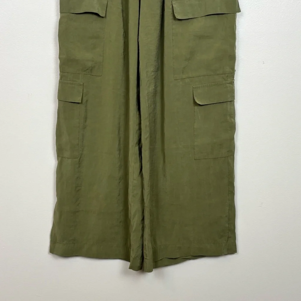 Madewell Pants Womens Medium Green Pull-On Wide-Leg Cargo in Softdrape - Picture 3 of 10